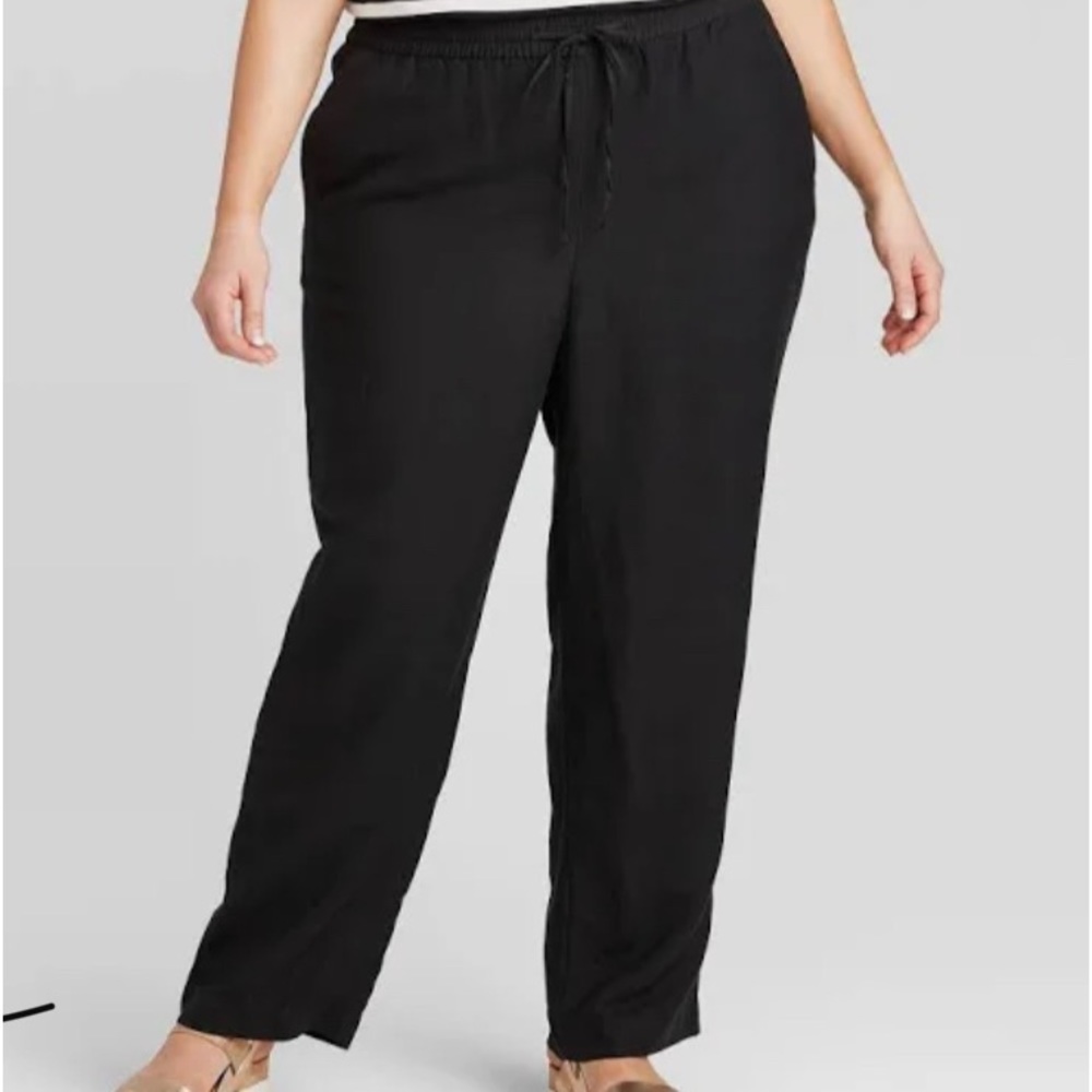 Women’s Plus size 2Xl linen black pants wide leg